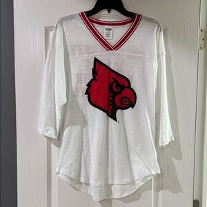 Victoria’s Secret‎ PINK, Louisville Cardinals White V-Neck 3/4 T-Shirt Medium